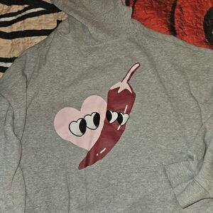 PINK Victoria's Secret Gray Hoodie with Pink and Red Graphic